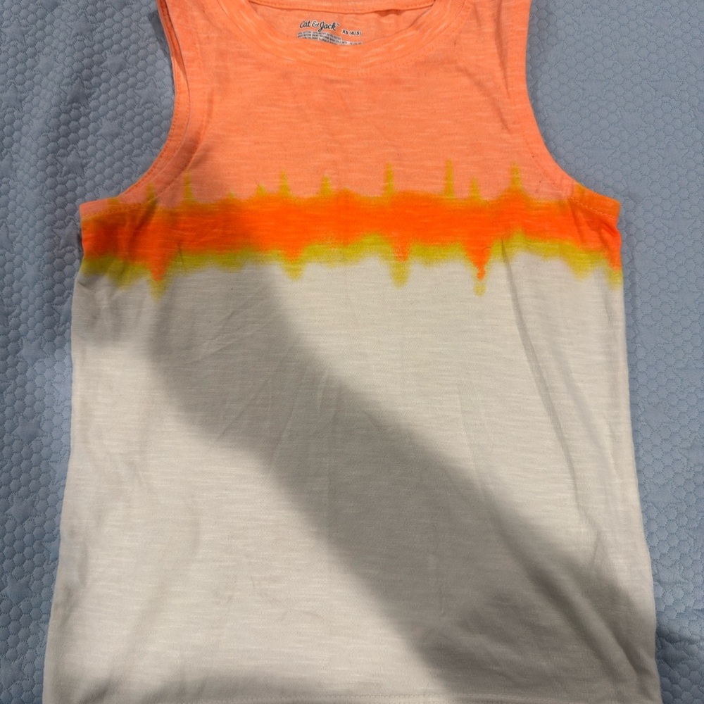 Cat & Jack Orange and Yellow Tie-Dye Tank Top